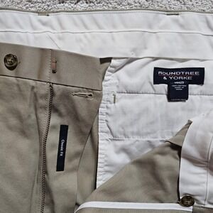 Roundtree & Yorke‎ Classic Fit Pleated Khaki Cotton Men's Dress Pants 46x29